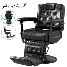 Black Vintage Recline All Purpose Barber Chair Heavy Duty Hydraulic Beauty Salon picture