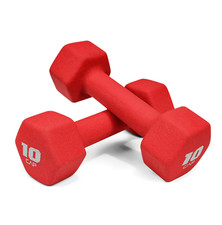 CAP Barbell 10 lb Neoprene Dumbbells Pair Red Hex Strength Training Authentic picture
