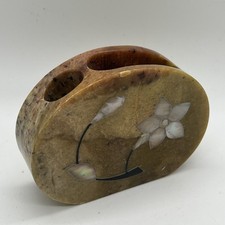 Vintage hand carved and decorated soap stone pencil/toothbrush holder picture