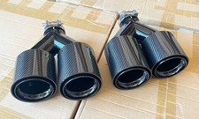 PAIR Wet Carbon Fiber Gloss Black Quad Exhaust Tips for Dodge Challenger 08-23 picture