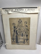 Lot of 4 Vtg 1965 Constantine Kermes Block Prints Amish Folk Art 11x14 New picture