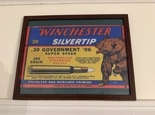 Winchester Grizzly Bear Vintage Advertising Ammo Box Reproduction Framed Print picture