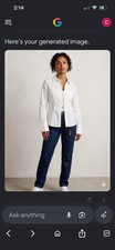 Moschino Women’s White Solid Woven Collared Long Sleeve Button-Front Shirt picture