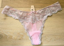 NWT Vintage Victoria's Secret Dream Angels Sheer Mesh Lace Thong Panties Bow M picture