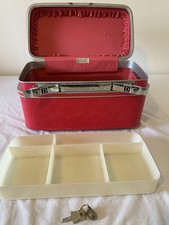 Samsonite Fashionaire Pink Leather Cosmetic Case With Tray And Key  Travel Train picture