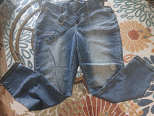nwt maurices women blue jeggings/belt denim flex high rise sz L short picture