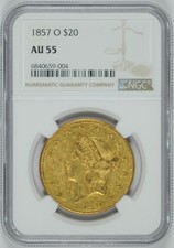 1857-O $20 Type 1 Liberty Gold Double Eagle NGC AU55 New Orleans Pre-1933 Gold picture