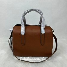 Fossil Sydney Satchel Crossbody Handbag Medium In Leather/Gold/Brown NWT picture