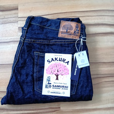 Samurai Jeans S500AX-SAKURA 18oz Indigo Sakura Cotton Selvedge Tag38 Fit37 picture