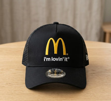 McDonalds I'm Lovin It Logo Black Baseball Hat Embroidered Adjustable Mesh picture