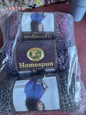 Lion Brand Homespun Yarn Thick Quick gemstone  Stripes 207 Purple Pink 9 Skeins picture