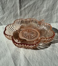 Vintage Shamrock Pink Depression Dish Sawtooth Federal Glass 1930s picture