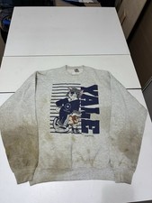 Vintage Yale Tom Jerry Sweatshirt XL Gray College Football Cartoon USA 90s Retro picture