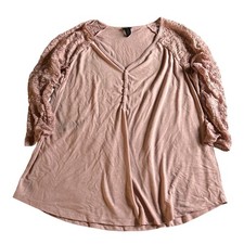 Torrid 3/4 Sleeve Shirt Womens Size 3 Pink Sheer Floral Lace Top picture
