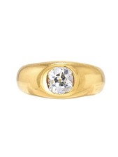 Antique 14K Gold 1.45CTW Old Mine Cut Gypsy Ring picture