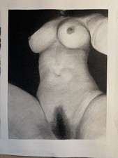 INTIMACY - NSFW ORIGINAL female nude front view realism classical figure drawing picture