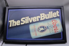 Vintage (1992) Coors Light Silver Bullet Bar Sign - Tested and Works. picture