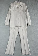 VTG 70s Lee Riders Gingham Check Leisure Suit Set Womens M/L 32x31 Western Flare picture