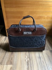 Brighton Brown Embossed Leather Travel Carry-On Tote Bag 19x13x8 (Exterior) picture