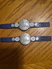 WWE SmackDown Tag Team Championship Belt Lot of 2 Mattel for Figures Blue  picture
