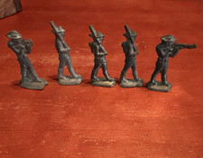 Vintage Lead Toy Soldiers Lot of 5 Unpainted Metal Figures Barclay Manoil Style picture