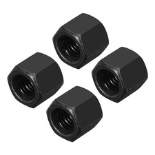 4Pcs M10x1.5mm Carbon Steel Coarse Thread Hex Coupling Nuts 15mm Length Black picture