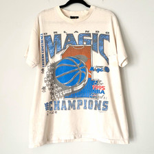 1995 Vintage Orlando Magic Championship Finals T Shirt Large Rare Signed 90s picture