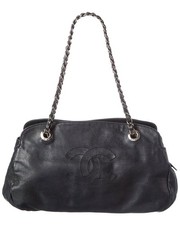 Chanel Black Calfskin Leather Cc Tote (Authentic Pre-Loved) Women's picture