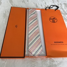 HERMÈS Men's Faconnee H Tie 100% Silk crema Full Packaging picture