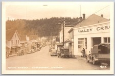 Main Street Clatskanie Oregon Rppc Vintage Cars 1946 Valley Creamery Store picture