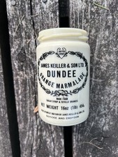 Vtg James Keiller & Son Dundee Orange Marmalade Creme Color Milk Glass Jar picture