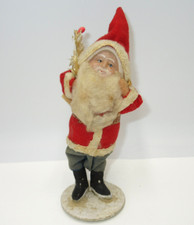 Vtg Japan Santa Claus Putz Figure Paper Mache Felt Bottle Brush Celluloid Face picture