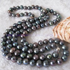 Natural 8-9mm Peacock Freshwater Pearl Necklace 36in Strand Jewelry Z2493 picture