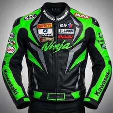 Kawasaki Racing Motorbike Leather Jacket Kawasaki Ninja Motorcycle Biker Jacket picture