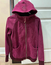 lululemon athletica Scuba Full Zip Hooded Hoodie Pockets Geometric Wine 10 picture