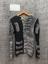 Vintage Issey Miyake Geometric Pattern Pleated HighNeck Long Sleeve Top Womens M picture