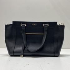 Furla Black Saffiano Leather Medium Tote Satchel Bag Gold Hardware picture