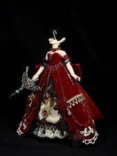 1:12 Gothic Red Queen Lolita Dress Outfit Set Fit 6'' BJD OB11 MJD Action Figure picture
