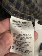 Outerknown Button-Up Shirt Green/Blue Check Pockets Long Sleeve Men’s L picture