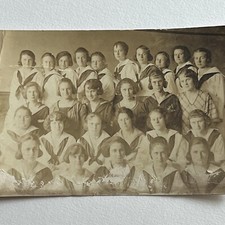 Antique RPPC Real Photograph Postcard Group Teen Girls School Class picture