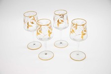 Vintage Mid Century Gold Leaf Etched Wine Glasses, Set of 4 picture