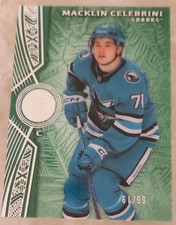 2025-26 UD Ice Macklin Celebrini Green Parallel /99 #64 San Jose Sharks RC 61/99 picture