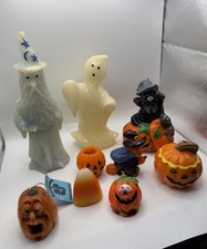 Vintage Halloween Candle LOT OF 9 Ghosts, Wizard, Pumpkin,  Cat, All Unused picture