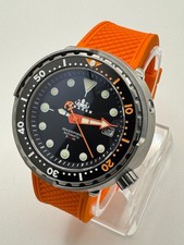 KRAKEN Automatic Dive Watch 300M NH35 Sapphire Steel Black Orange Diver picture