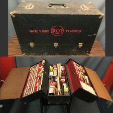 Vacuum Tube Lot In Repairman Case Vintage Television Repair RCA Sylvania Philco picture