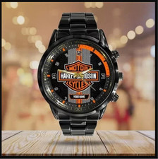 Personalized Harley Davidson Black Stainless Steel Watch picture