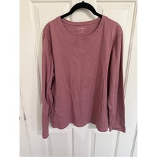 L.L.Bean XL Mauve Pima Cotton Long Sleeve Crewneck Tee Pink Preppy 188455 picture