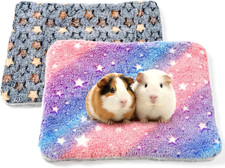 RAINFLOW 2 Pack Guinea Pig Beds - Small Animal Soft Fleece Mats,Pink & Blue | Gu picture