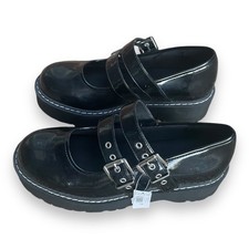 Torrid Black Patent Double Strap Mary Jane Platform Lug Sole Shoes Womens 10 WW picture