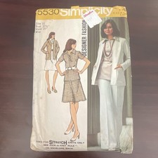 Simplicity 5530 VTG 1970s Sewing Pattern Blouse Skirt Pants Sz 10 Uncut picture